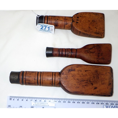 271 - Three wooden 'chisels'