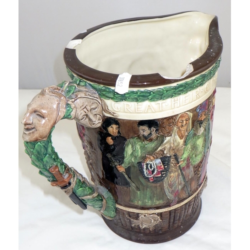 360 - A large Royal Doulton Shakespeare jug AS FOUND together with five prints