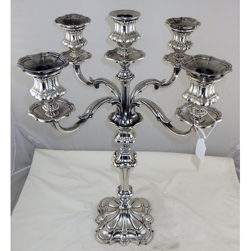 367 - A large silver plated candelabra, made in Spain 59cm tall