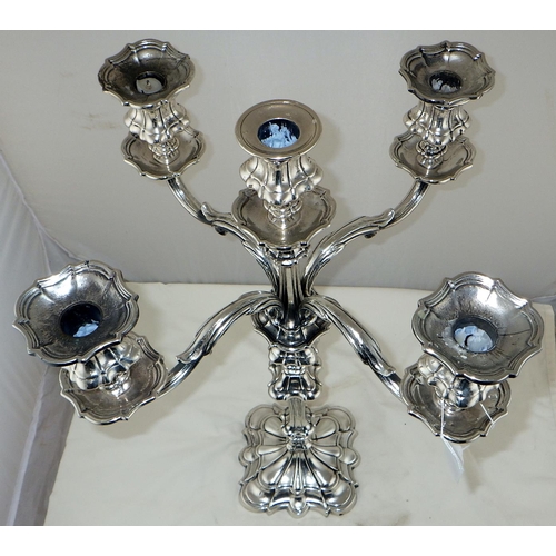 367 - A large silver plated candelabra, made in Spain 59cm tall