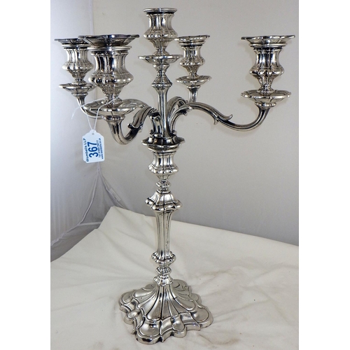 367 - A large silver plated candelabra, made in Spain 59cm tall