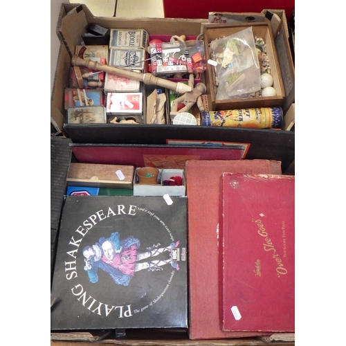 381 - Two boxes of misc vintage board games, cards etc