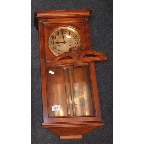 386 - An oak cased wall clock af together with a vintage Pro Shot golf game, T Cuneo signed print etc (qty... 