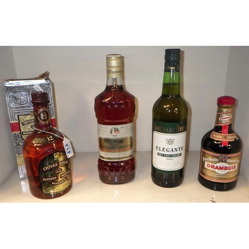 414 - A Chivas Regal blended Scotch whisky together with Muscat, Sherry & Drambuie (4)