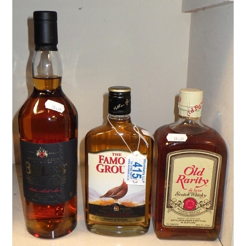 415 - A 70cl Bells special whisky, 35cl Famous Grouse & Old Rarity deluxe (3)