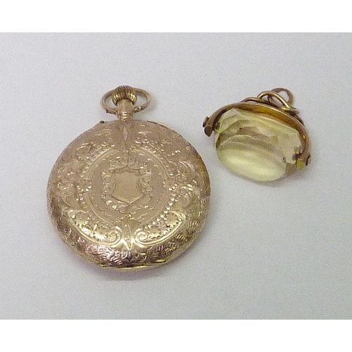 46 - A ladies' pocket watch having a pin set lever movement in a 9ct gold front and back case, 33mm acros... 
