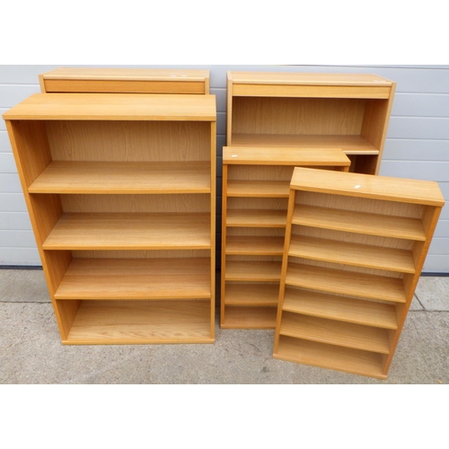 784 - Five open low bookcases, largest 78cm wide