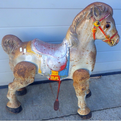 835 - A child's metal horse, rusty, 78cm tall