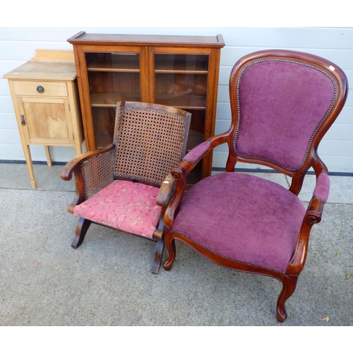 860 - A bedside cabinet, another cabinet & two chairs (4)