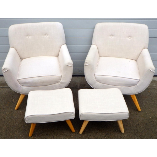 892 - A pair of Dunelm upholstered easy chairs & stools