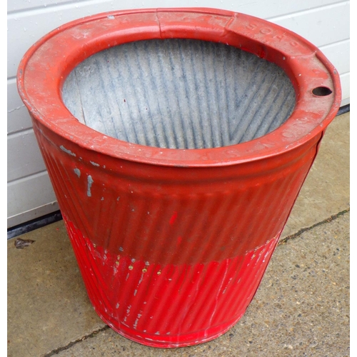 896 - A red painted galvanized dolly tub
