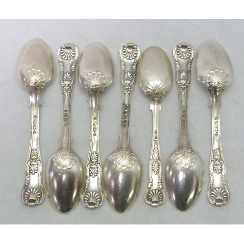 127 - Six matching George IV silver kings pattern tea spoons, Thomas Wilkes Barker, London, 1825.  Each 13... 
