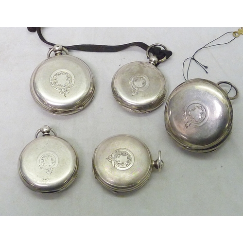 147 - Five various silver pocket watches, incl A/F
