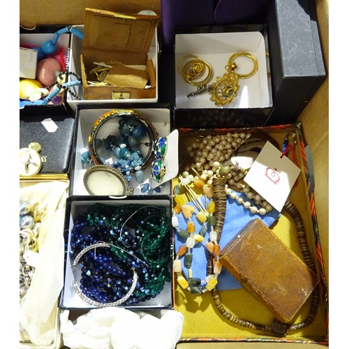 66 - Costume jewellery incl a pair of Paris House - Ye Hands & Beads ladies leather cufflinks, faience be... 