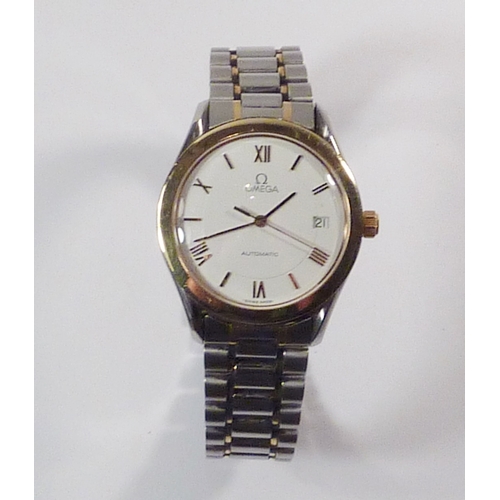 324 - An Omega bracelet watch having an Omega 1110 cal. automatic movement under a white dial in a steel c... 