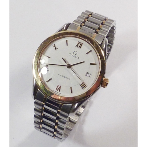 324 - An Omega bracelet watch having an Omega 1110 cal. automatic movement under a white dial in a steel c... 