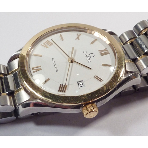 324 - An Omega bracelet watch having an Omega 1110 cal. automatic movement under a white dial in a steel c... 