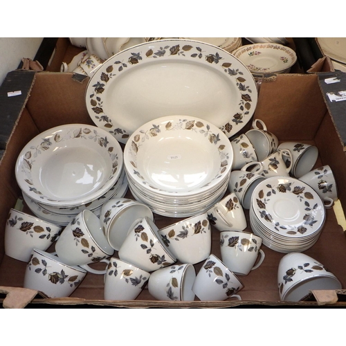 14 - Three boxes of misc tea and dinner ware to inc Meakin, Colclough etc