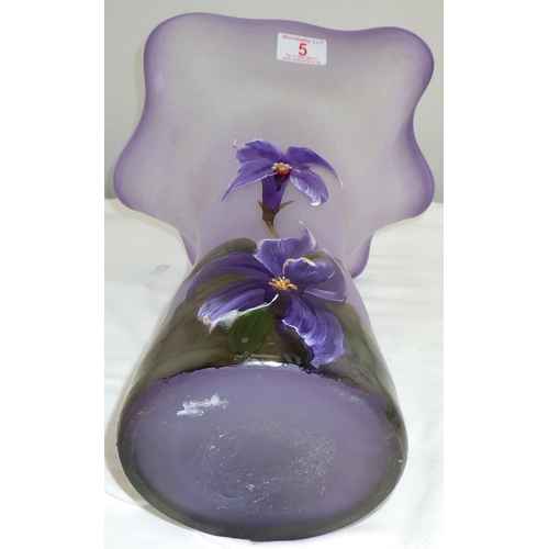 5 - A large purple overpainted glass vase