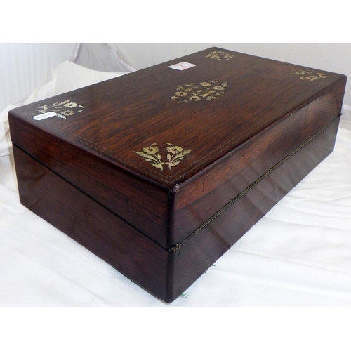 7 - A 19thC rosewood mother of pearl inlaid writing box