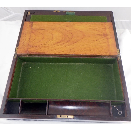 7 - A 19thC rosewood mother of pearl inlaid writing box