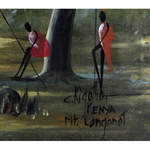 43 - Two unframed C. Kigotho Kenya oil canvases