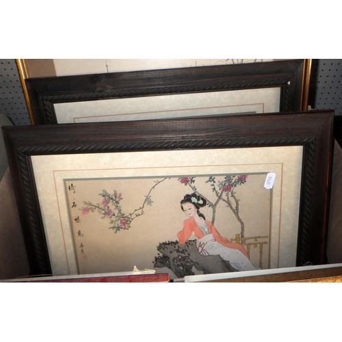 56 - A large qty of framed prints, embroideries etc