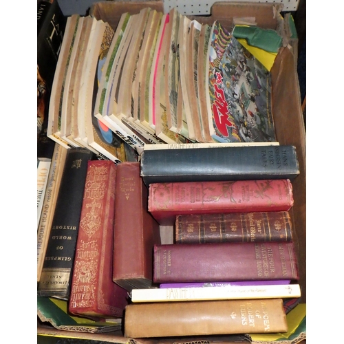 59 - Two boxes of misc books, Lps Olivetti typewriter etc