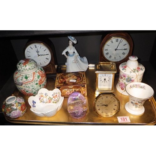 101 - A qty of misc collectables to inc clocks, ginger jar, etc