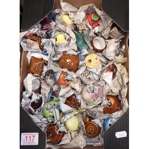 117 - A large qty of Japanese ceramic mice toothpick holders, salt & peppers etc (3)