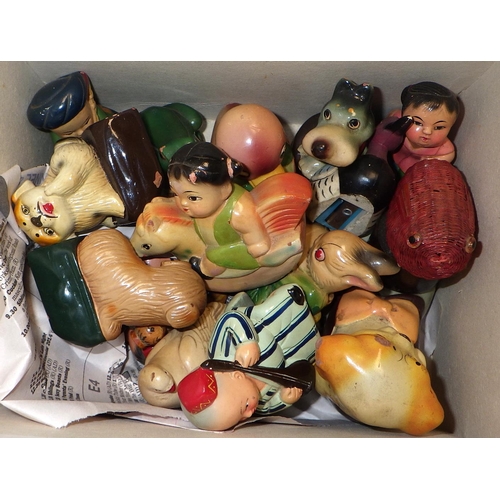 136 - A qty of misc small animal figurines etc to inc Wade, brandy glass cats