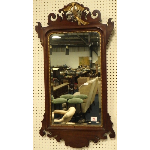 78 - A mahogany framed bevelled mirror 49 x 90cm