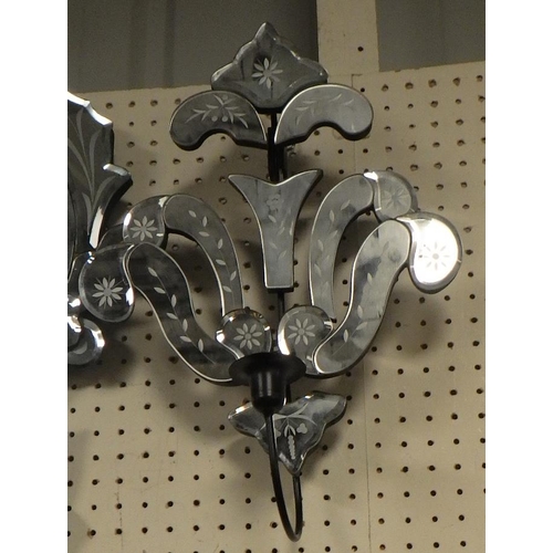 79 - A Venetian style wall mirror and similar wall sconce (2)