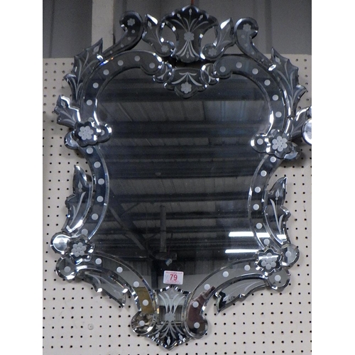 79 - A Venetian style wall mirror and similar wall sconce (2)