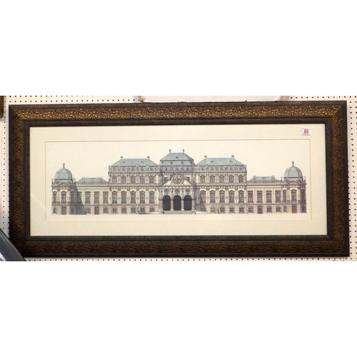 80 - A large Belvedere palace print together with a a print tray and a Laura Ashley print etc (11)