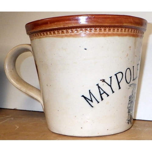 93 - A Maypoole Dairy & Co earthen ware pot together with three Grimwade hooped kitchen jars (4)