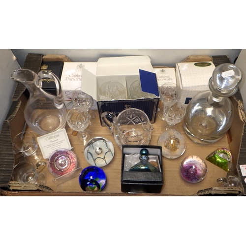 166 - Two boxes of misc collectables, glass etc to inc Caithness (2)