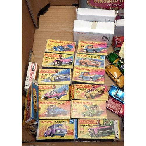 176 - Two boxes of various die cast vehicles etc to inc Corgi, Matchbox