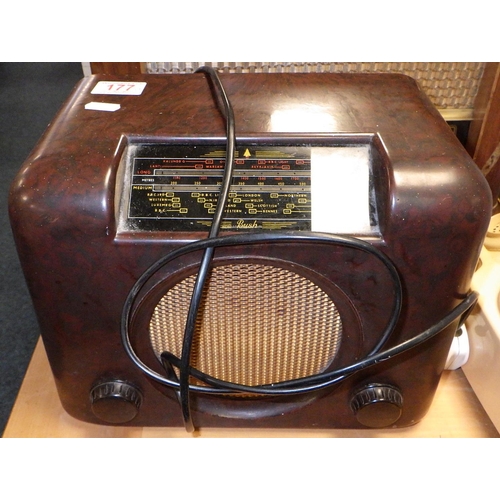 177 - Three vintage radios together with a wall mounted phone (a/f) in need of re-wire (4)