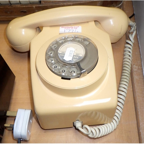 177 - Three vintage radios together with a wall mounted phone (a/f) in need of re-wire (4)