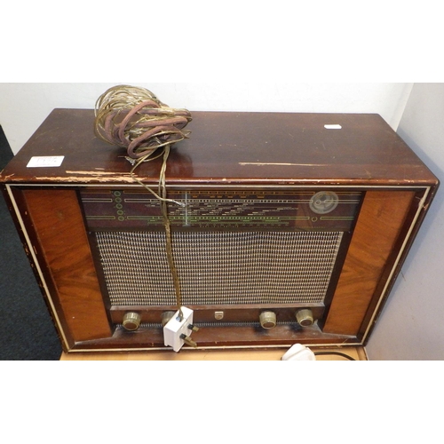 177 - Three vintage radios together with a wall mounted phone (a/f) in need of re-wire (4)