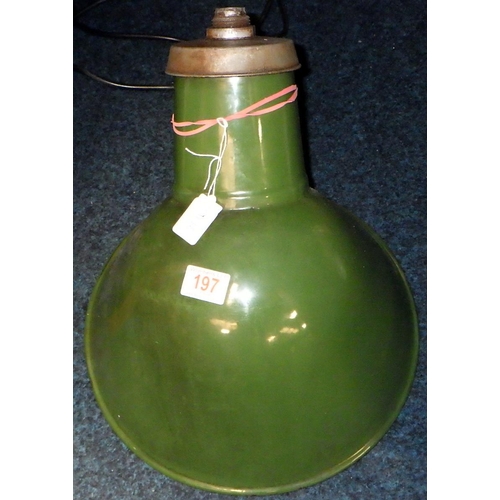 197 - An industrial green enamel light shade