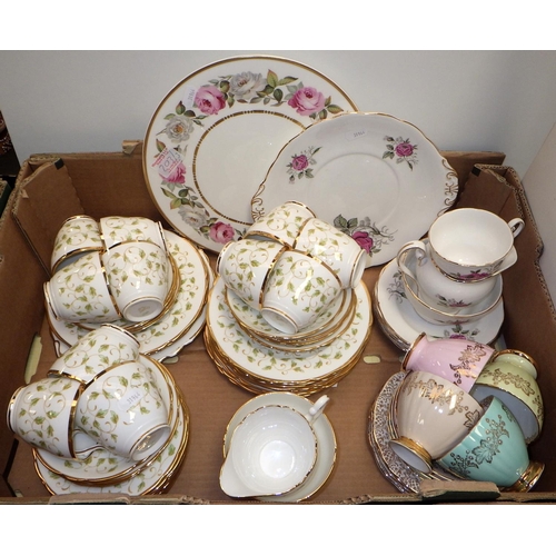 203 - Three boxes of misc tea & dinner ware, Wedgwood jasper ware, cabinet plates etc (3)