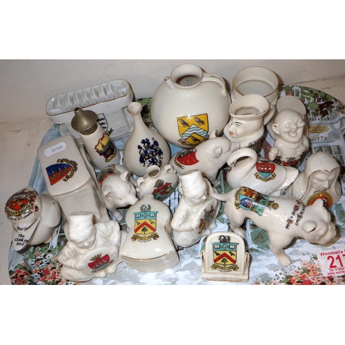 217 - A qty of approx 20pcs of crested china