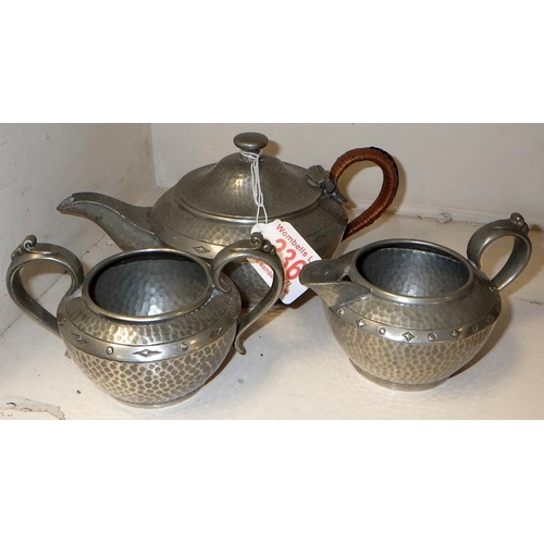 236 - A 3p pewter bachelors tea set stamped A1981