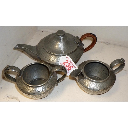 236 - A 3p pewter bachelors tea set stamped A1981