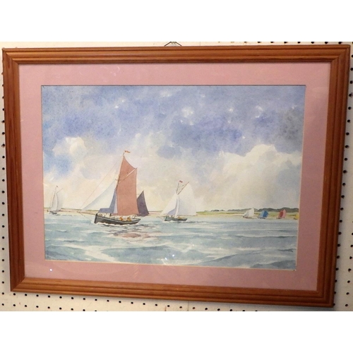 82 - Colin Lewis Don: Three sailing scenes watercolours