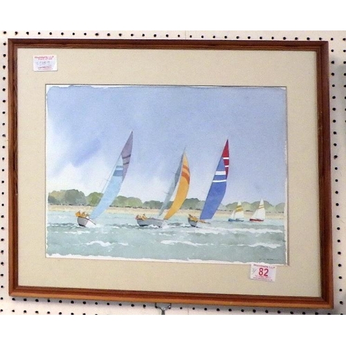 82 - Colin Lewis Don: Three sailing scenes watercolours