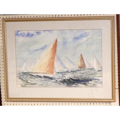 84 - Colin Lewis Don: Three sailing scenes watercolours