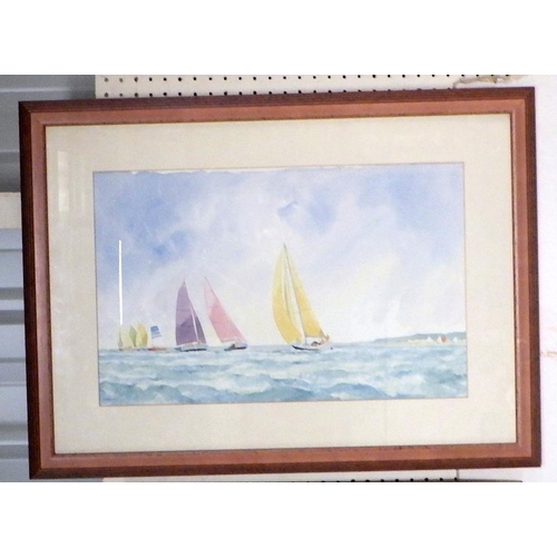 84 - Colin Lewis Don: Three sailing scenes watercolours